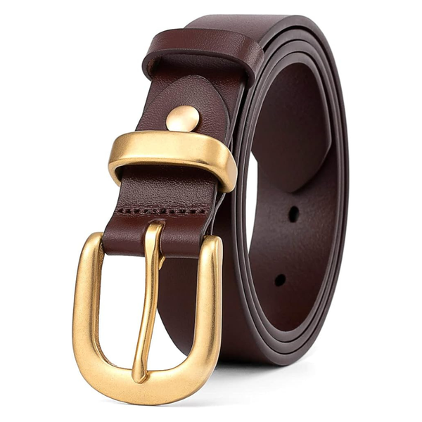 1.1" Women's Leather Belt With Gold Buckle