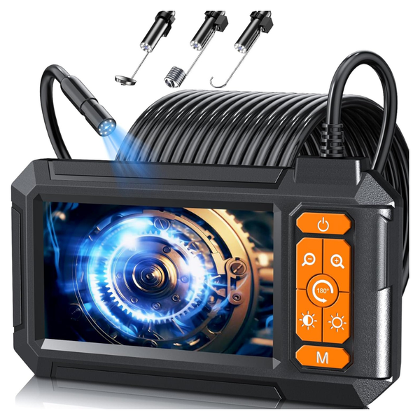 Waterproof 1920P HD Borescope Inspection Camera W/ Lights & 4.3" IPS Screen