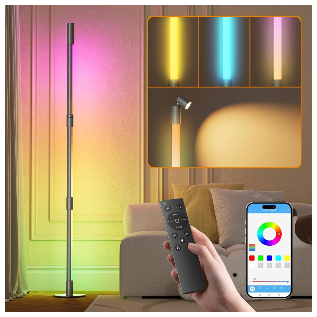 LED Smart Corner Floor Lamp With Music Sync & Color Changing