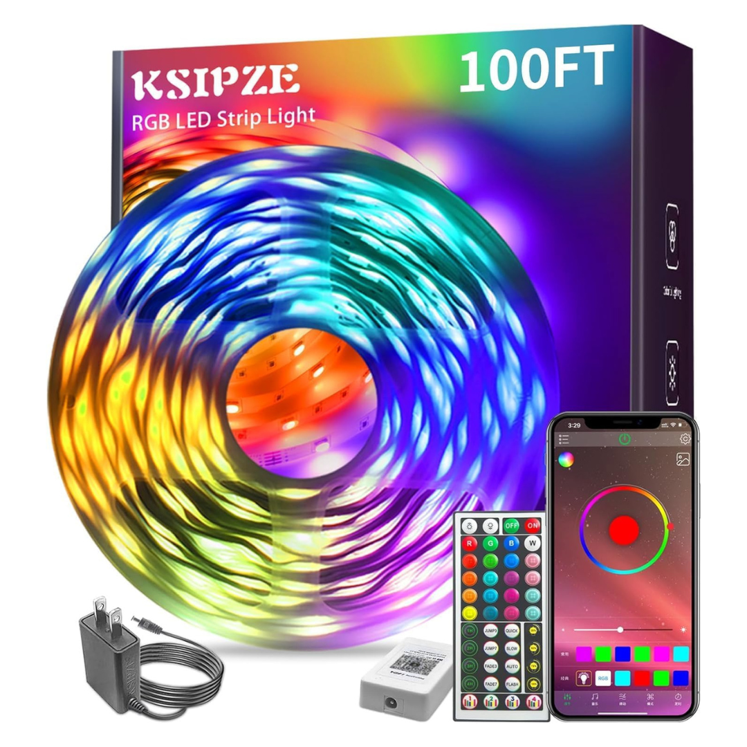 100ft Music Sync Color Changing LED Strip Lights