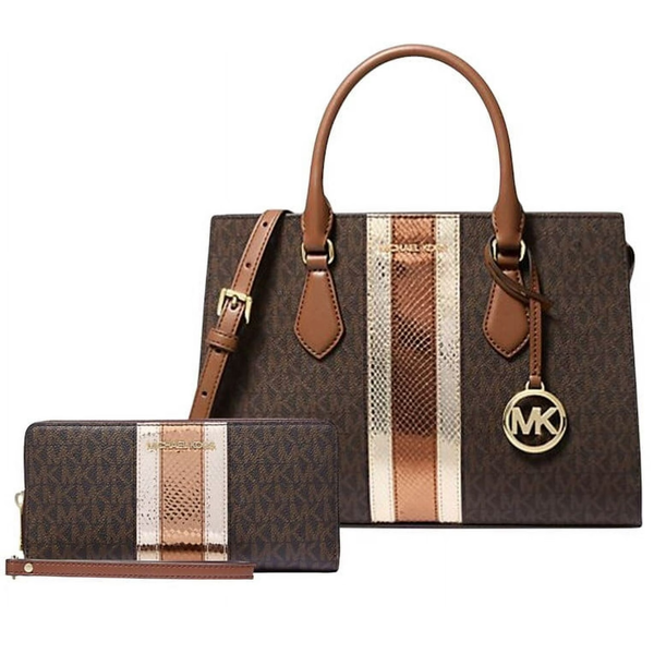 Michael Kors Women's Signature Logo Satchel w/ Continental Wallet