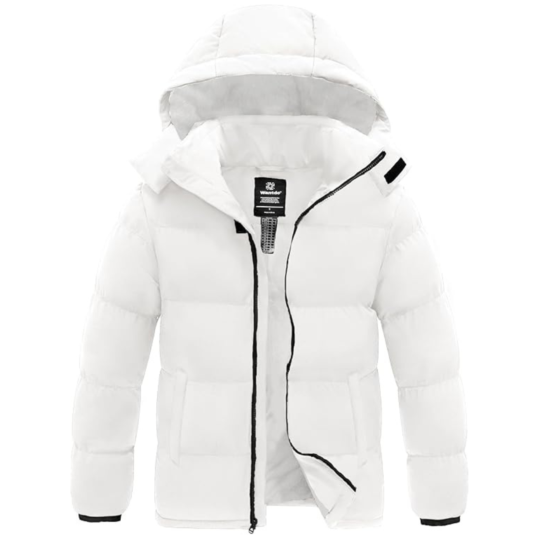Men's Bomber Puffer Jacket with Detachable Hood