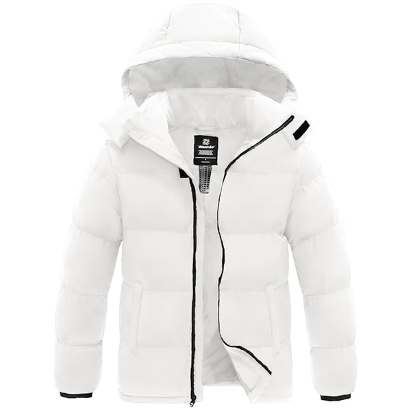 Men's Bomber Puffer Jacket with Detachable Hood