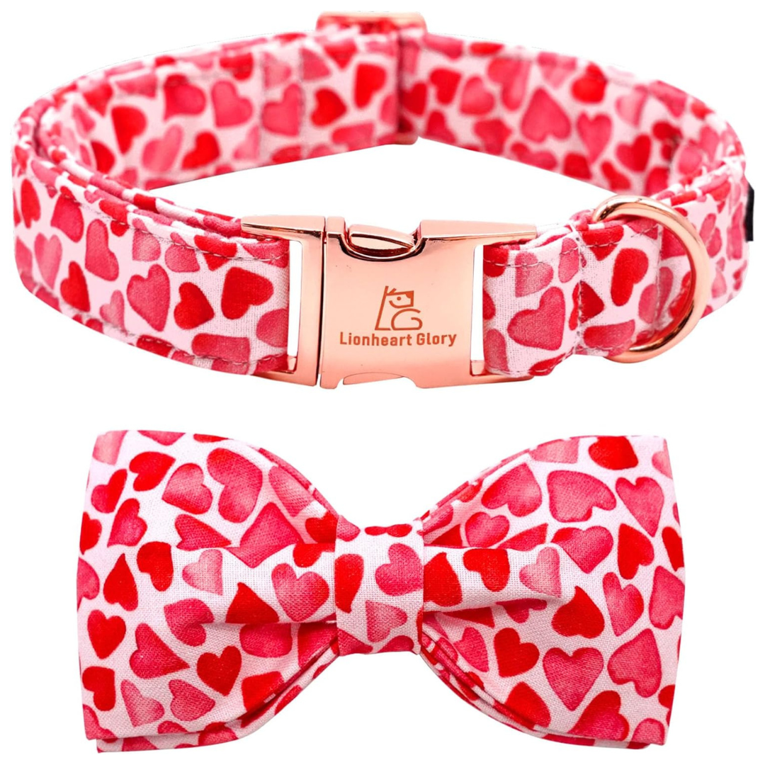 Lionheart Glory Hearts Dog Collar with Bowtie Spring