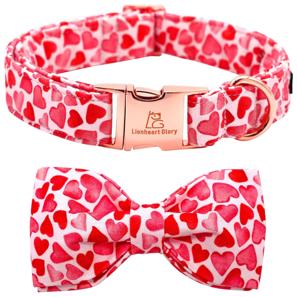 Lionheart Glory Hearts Dog Collar with Bowtie Spring