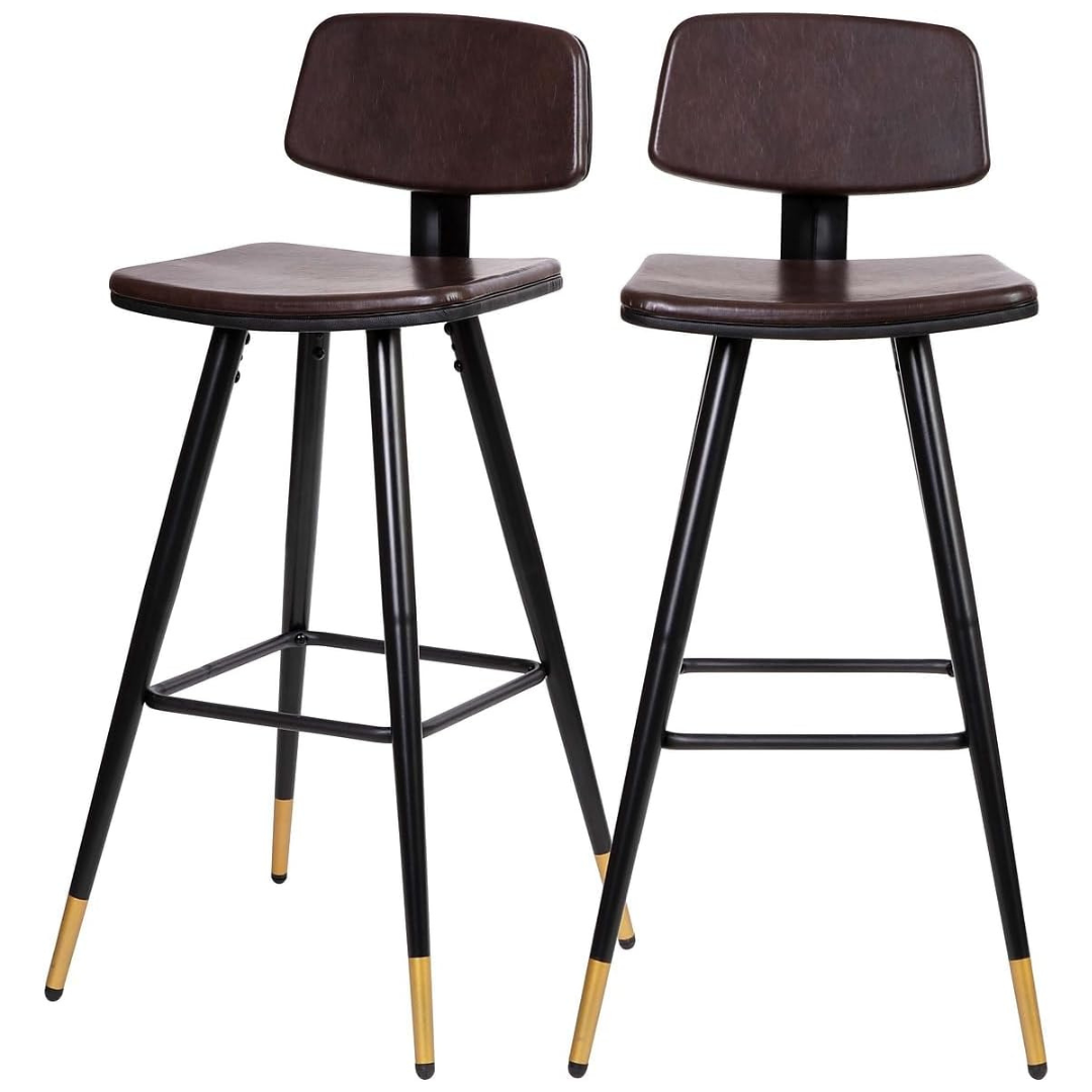 Set of 2 Kora Commercial Grade Low Back LeatherSoft Barstools