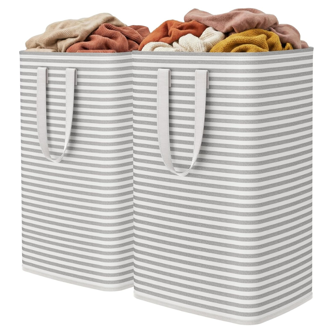 2-Pack 80L Lifewit Collapsible Laundry Hamper Baskets W/ Handles