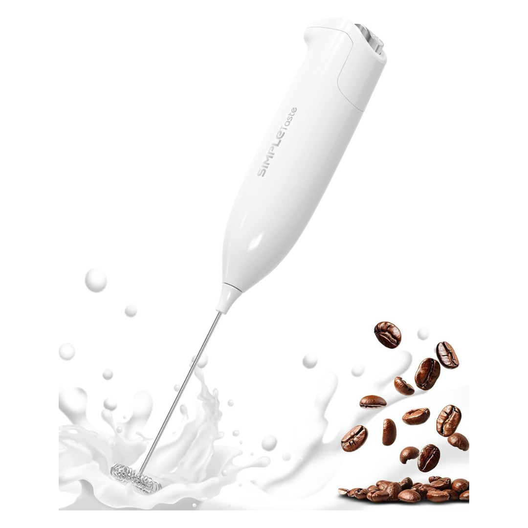 Electric Foam Handheld Milk Frother W/ Stainless Steel Whisk