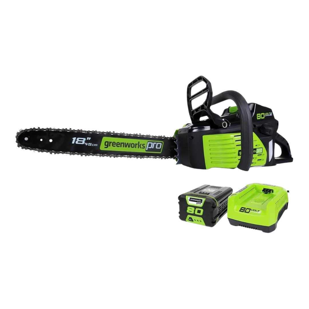 18" Greenworks 80V Cordless Chainsaw With 2Ah Battery & Charger