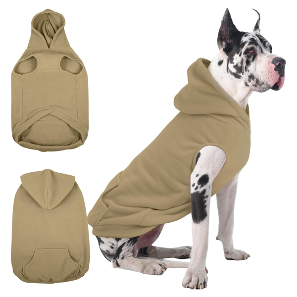 Extra Large Dog Hoodie Fleece Vest With Leash Hole & Pocket