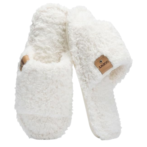 Women's Fuzzy Open Toe Memory Foam Slippers