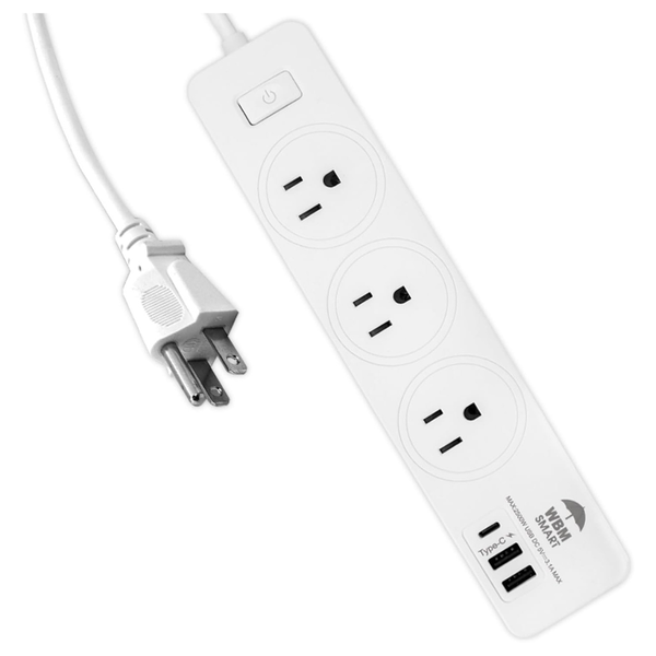 5.9' WBM Smart Power Strip W/ 2 USB-A & 1 USB-C Ports