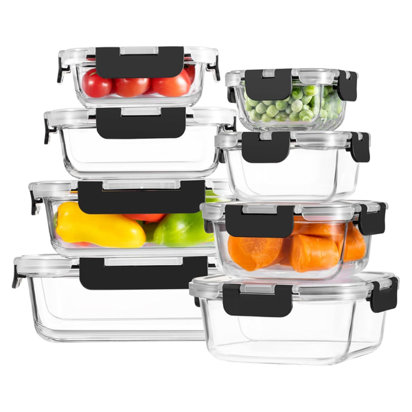 8-Pack Borosilicate Glass Food Storage Containers With Lids