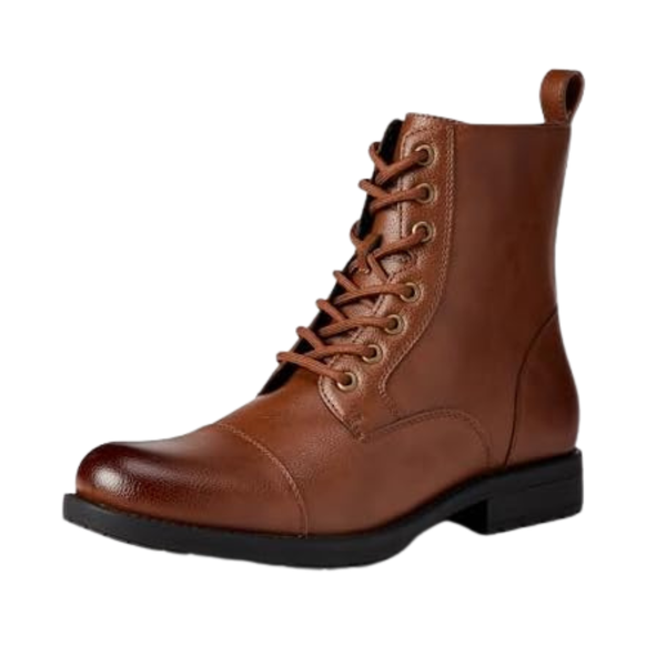 Amazon Essentials Men's Cap Toe Lace Up Combat Boots With Zipper