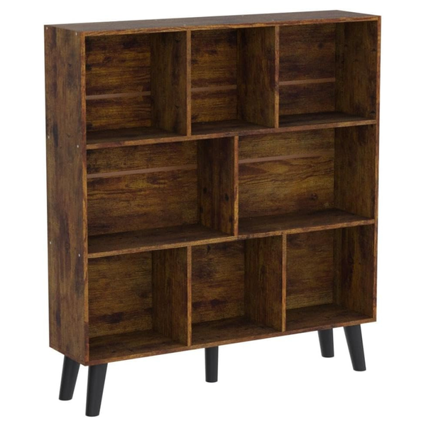 oyao Mid-Century Modern 8 Cube 3 Tier Bookshelf With Legs