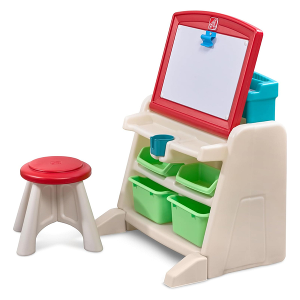Step2 Kids Flip & Doodle Art Easel Desk With Stool