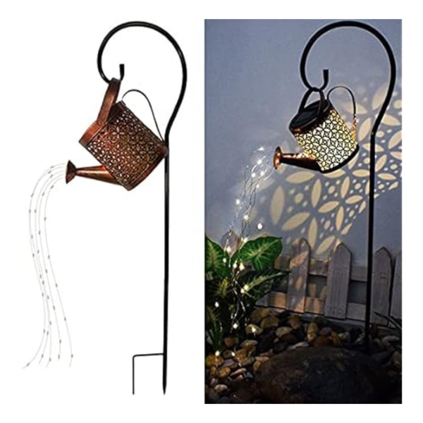 Merrytech Solar Lanterns Metal Watering Can Garden Decor