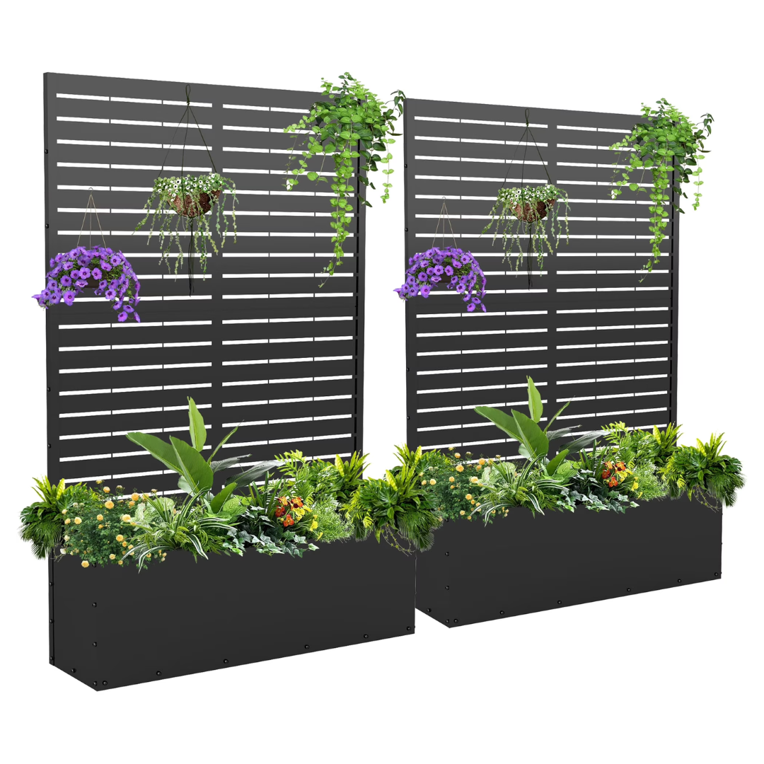Set of 2 71" H Metal Planter With Trellis