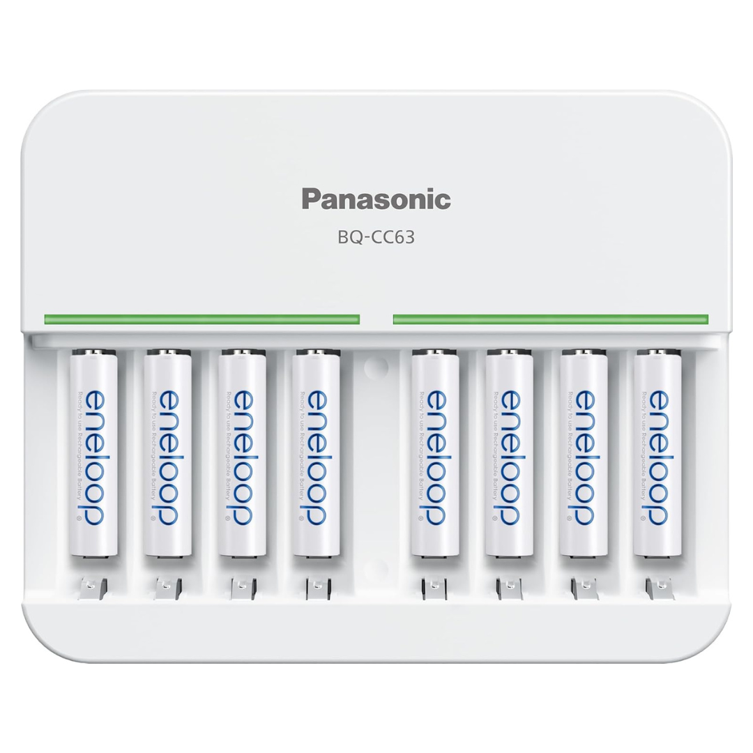 8-Position Rechargeable Battery Charger With 8-AAA Batteries
