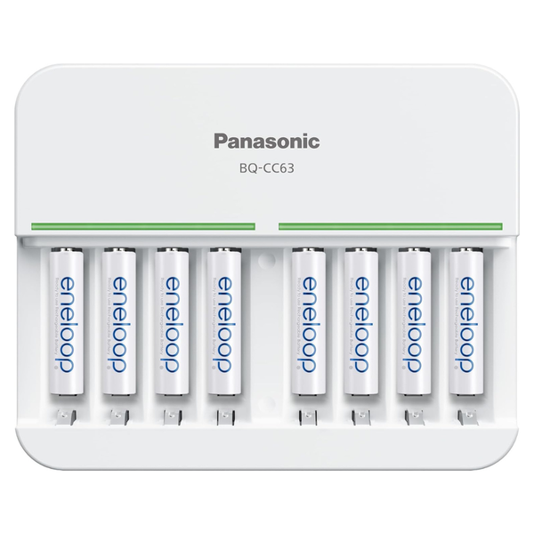 8-Position Rechargeable Battery Charger With 8-AAA Batteries