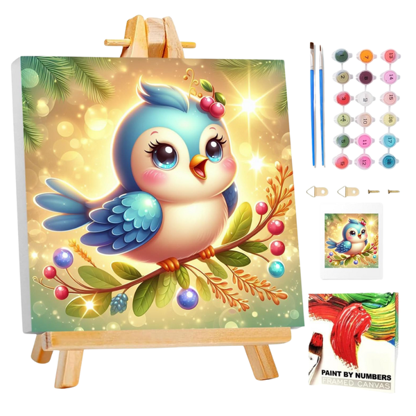 Kids Paint by Numbers Bird Art Kit With Frame And Easel