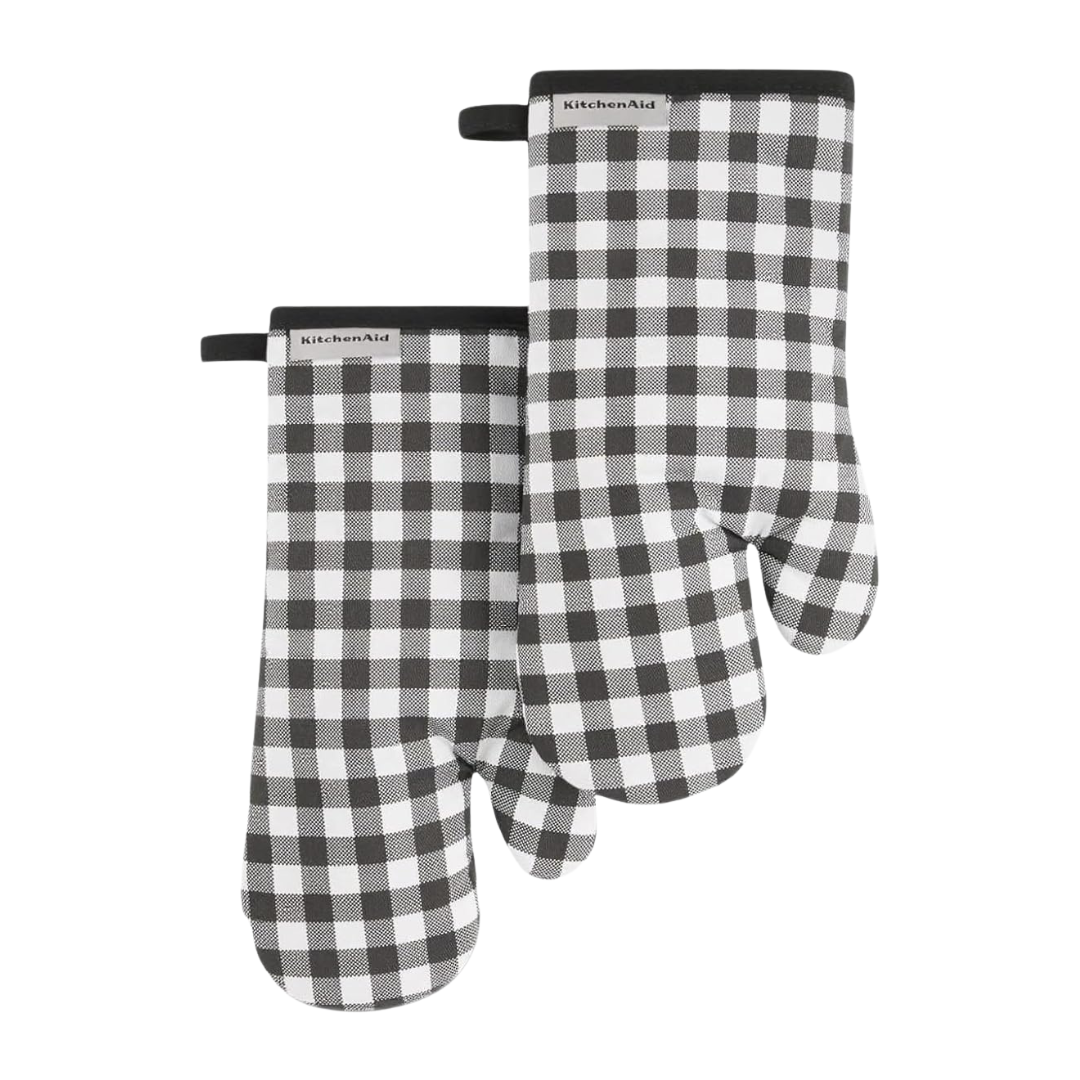 2-Pack KitchenAid 7" x 13" Gingham Oven Mitt Set