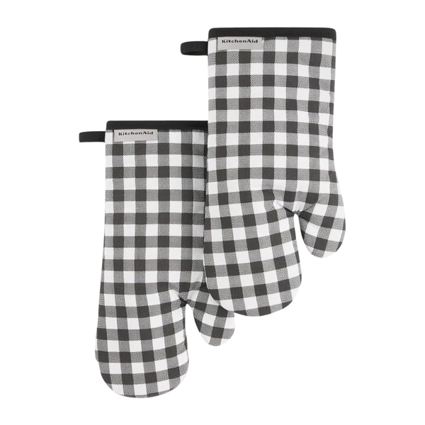 2-Pack KitchenAid 7" x 13" Gingham Oven Mitt Set