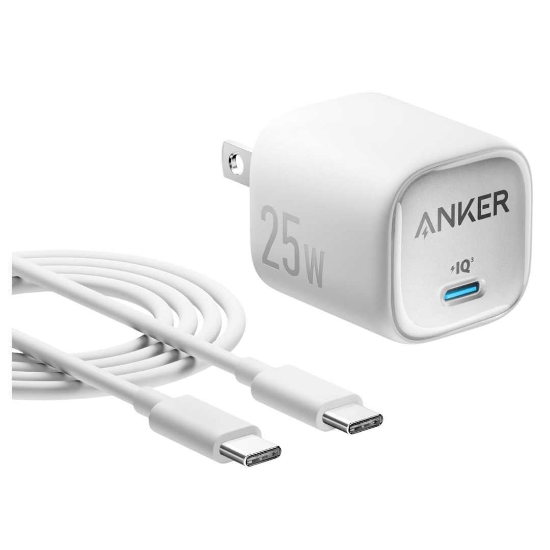 Anker 25W USB C Compact & Foldable Charger Block W/ Cable (4 Colors)