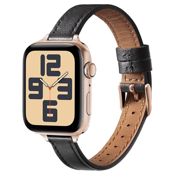 Womens Slim Apple Watch Leather Band With Metal Buckle (38, 40, 41, 42mm)