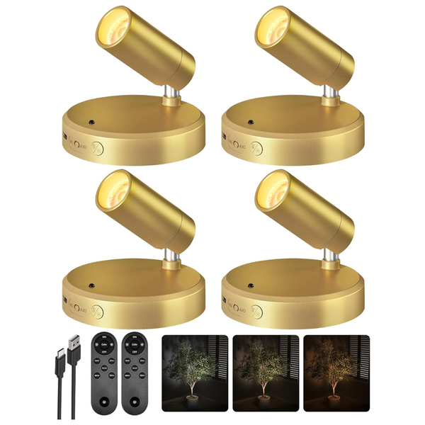 4-Pack Wireless Mini Art Accent Rechargeable Spot Lights With Remote