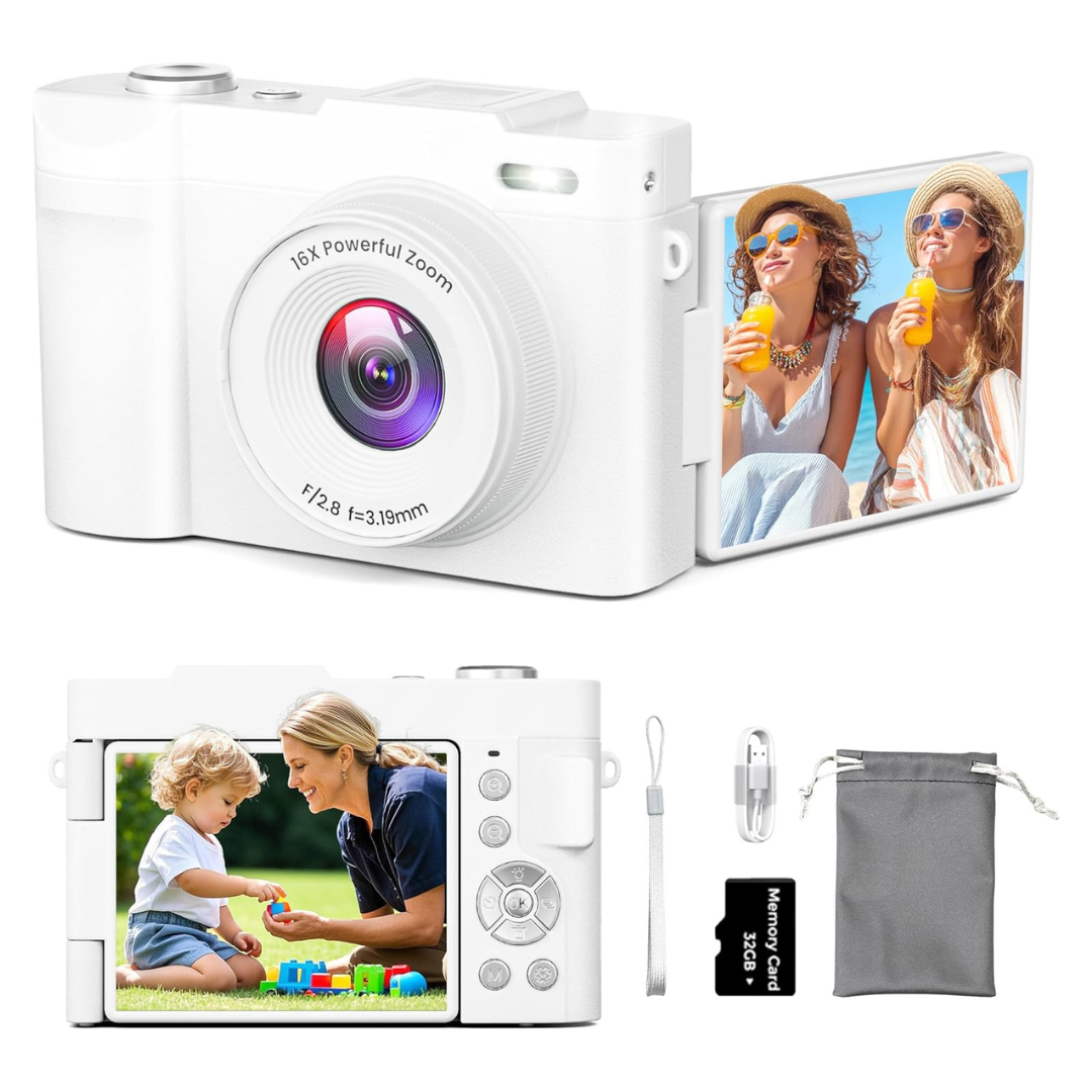 Nisumkey 50MP 4K UHD Wi-Fi Digital Camera W/ 16X Zoom & Flip Screen