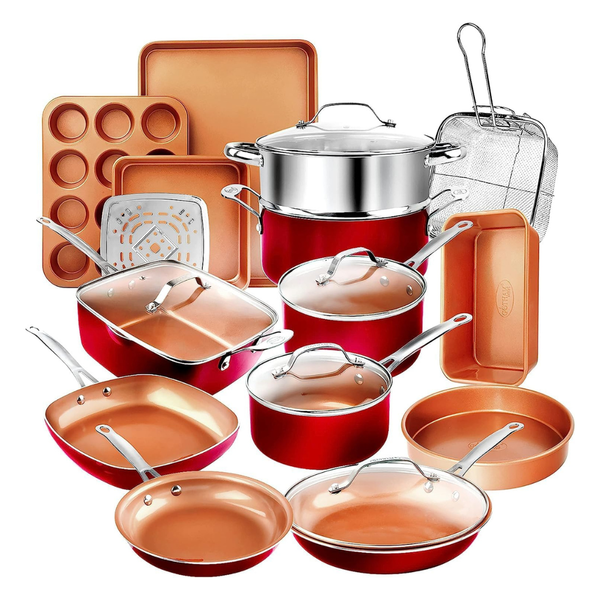 20-Piece Gotham Nonstick Steel Pots And Pans Set With Lids