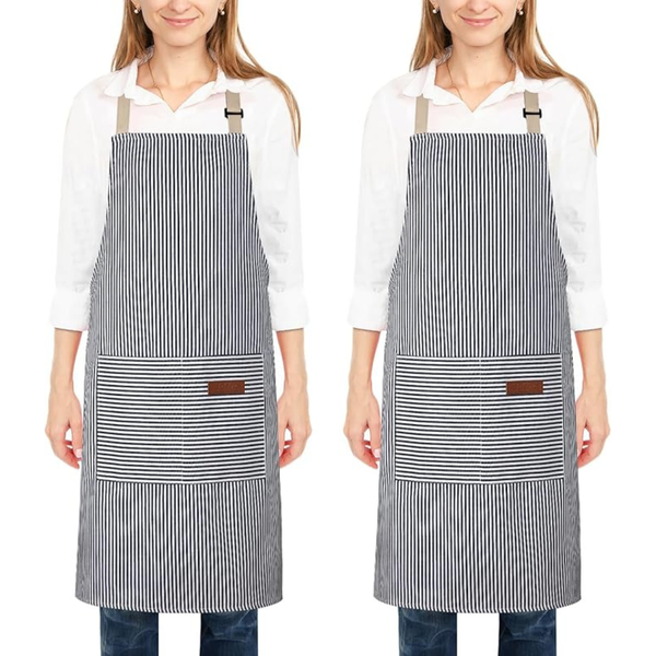 2-Pack Unisex Kitchen Cooking Aprons With 2 Pockets