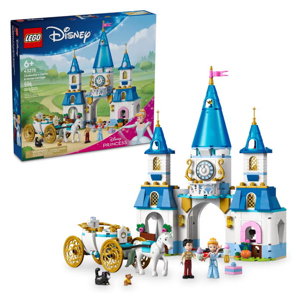 596-Piece LEGO Disney Cinderella's Castle & Horse Carriage Playset (43275)