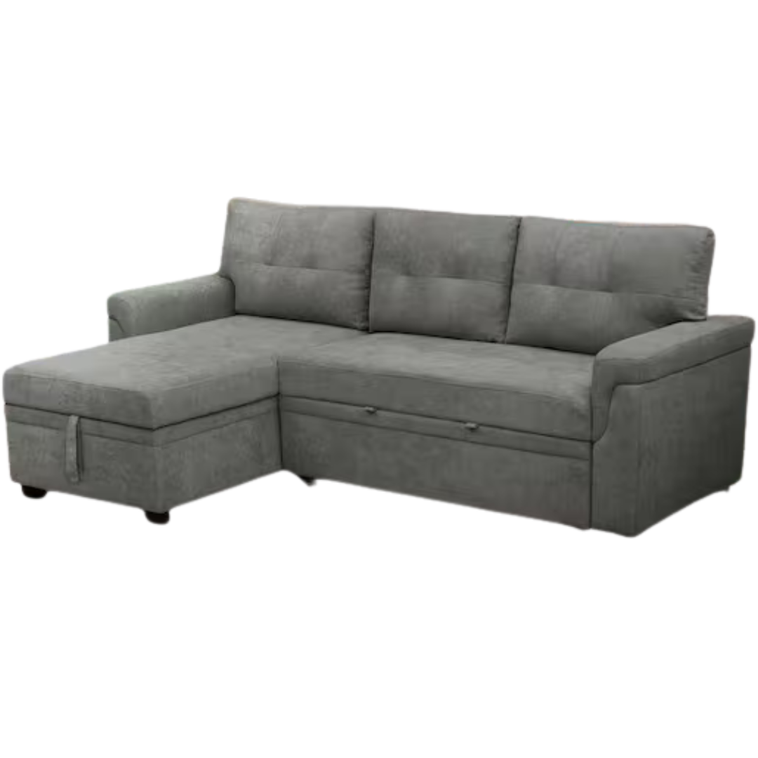 HOMESTOCK 85" Square Arm Velvet L-Shaped Sofa