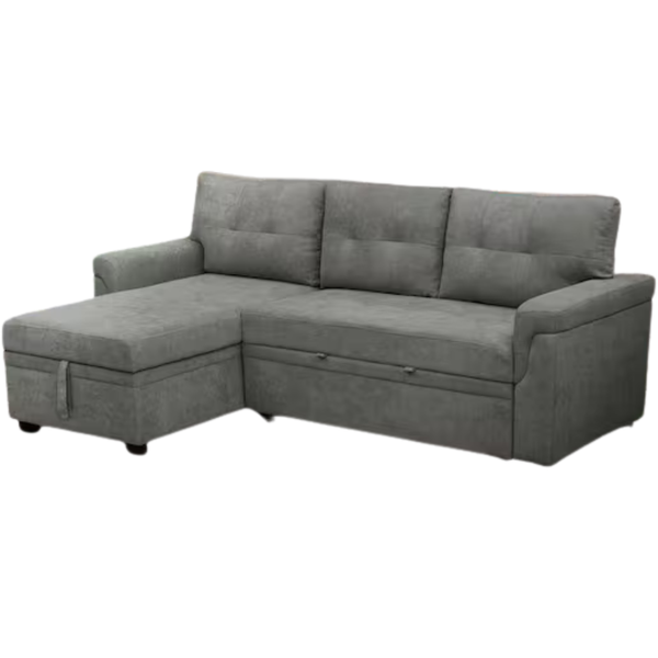 HOMESTOCK 85" Square Arm Velvet L-Shaped Sofa