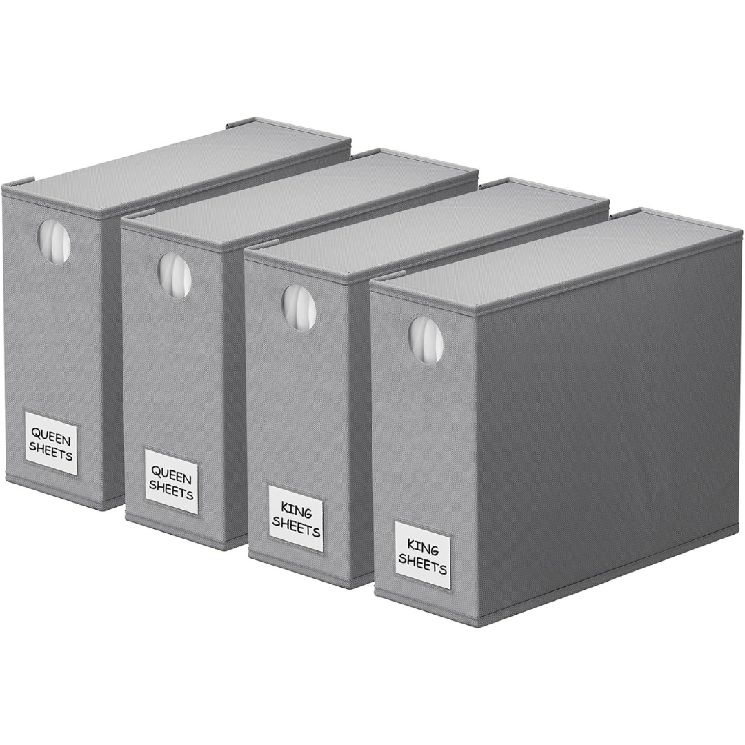 4-Pack SpaceAid Queen & King Size Bed Sheet Organizers and Storage