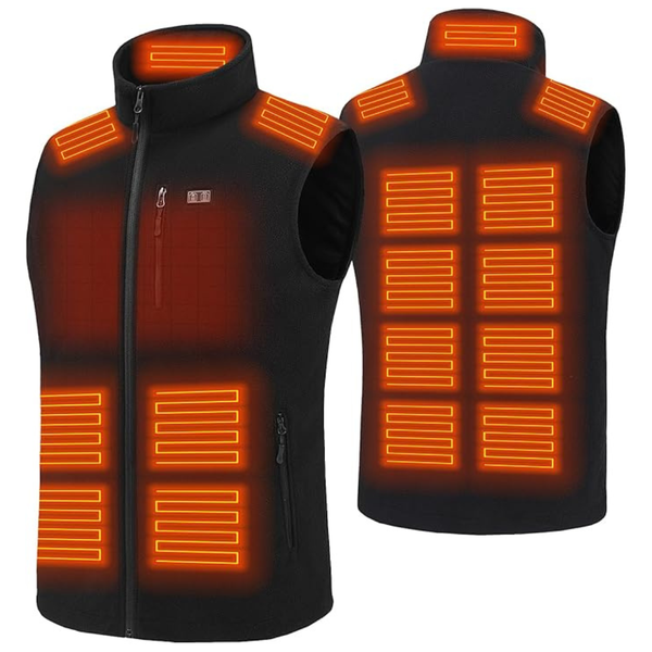 Unisex Heated Fleece Vest with 15 Heating Zones