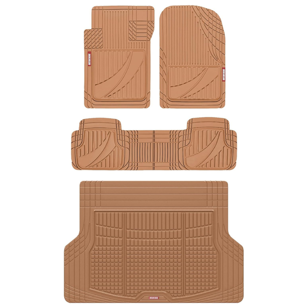 Heavy Duty Beige Rubber Car Floor Mats & Cargo Liner