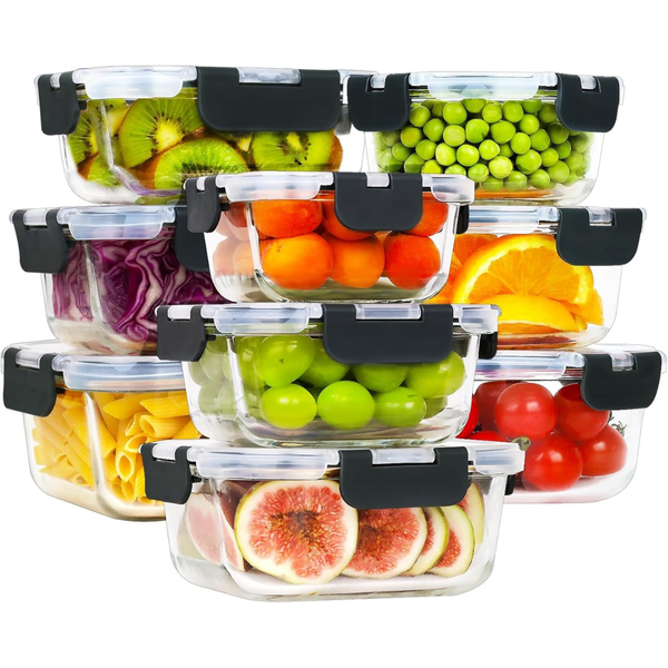 9-Pack Homberking Glass Food Storage Containers with Lids