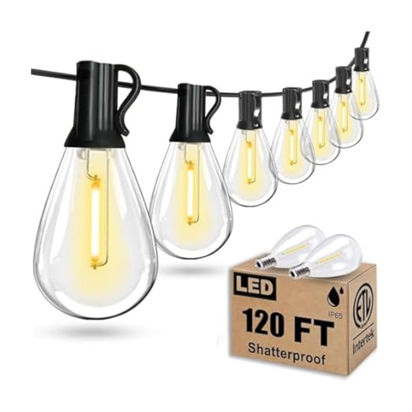 120FT Outdoor String Lights, Edison Bulbs
