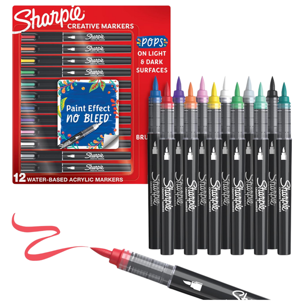 12-Count Sharpie Creative Paint-like Brush Tip Acrylic Markers