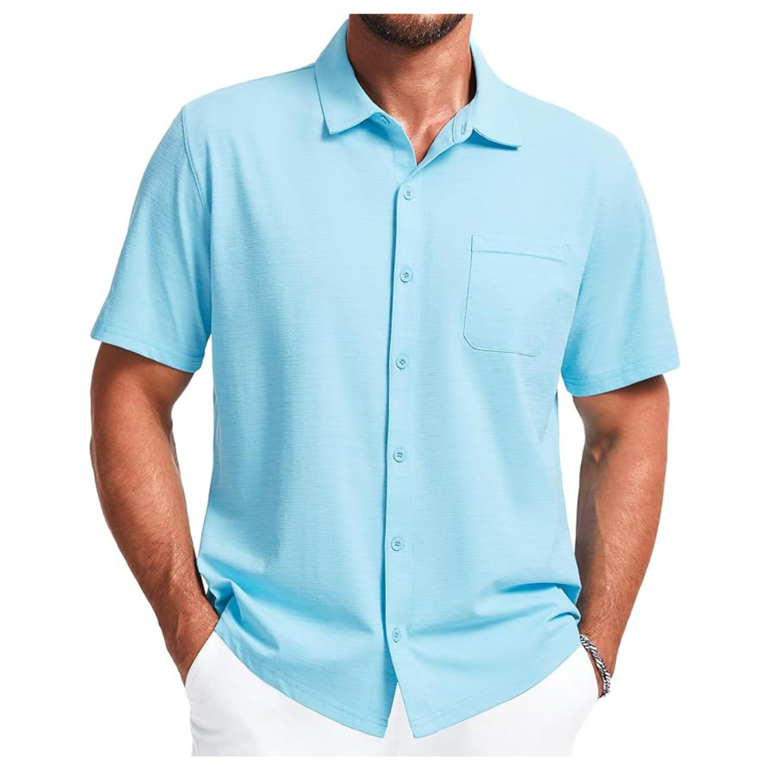 Men's Short Sleeve Casual Button Down Dress Shirts