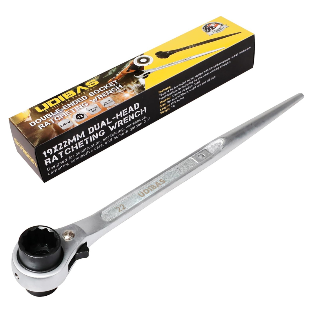 Udibas 19mm x 22mm Professional Grade 12 Point Socket Wrench