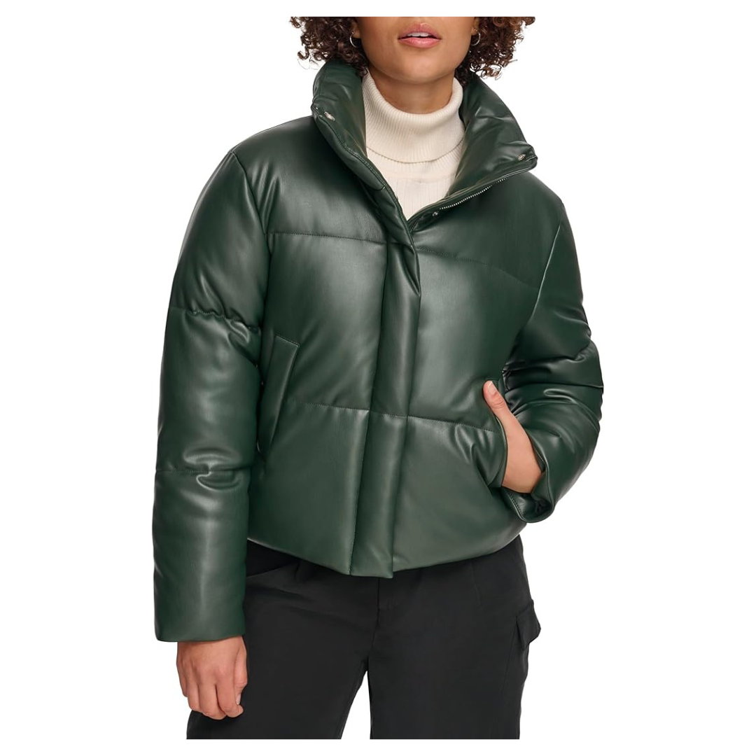 Levi's Women's Vegan Leather Quilted Shorty Puffer Jacket