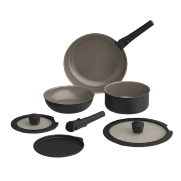 8-Piece Bella Removable Handle Cookware Set With Silicone Rims