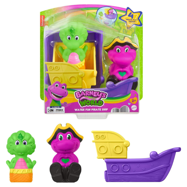 4-Piece Fisher-Price Barney's World Water Fun Pirate Ship Playset