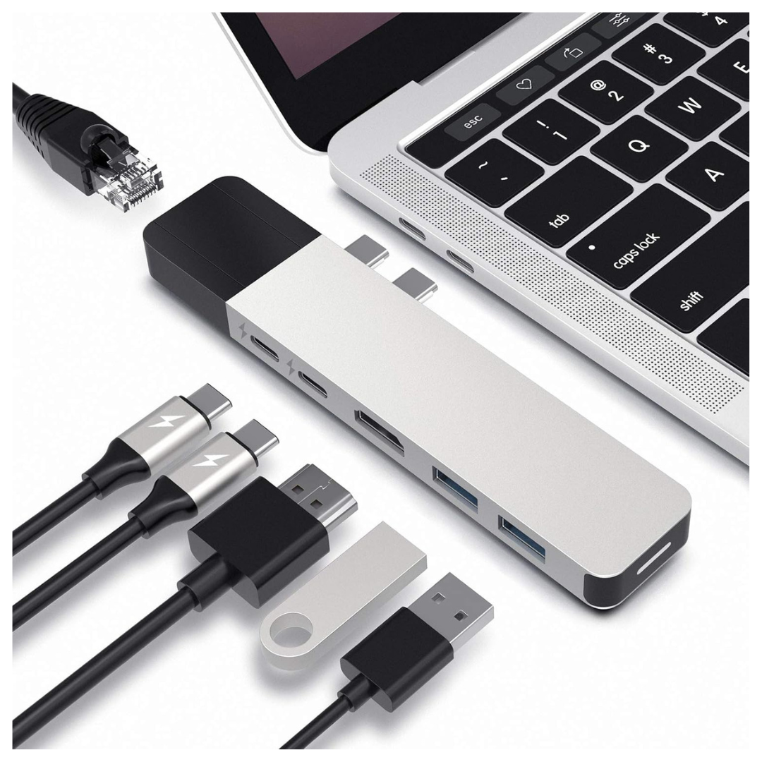 HyperDrive NET 6-in-2 Multi-Port USB-C Dongle W/ Gigabit Ethernet