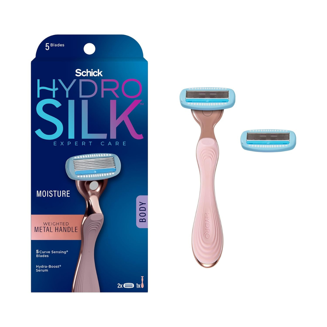 Schick Hydro Silk Rose Gold Metal Razor (1 Razor Handle & 2 Refills)