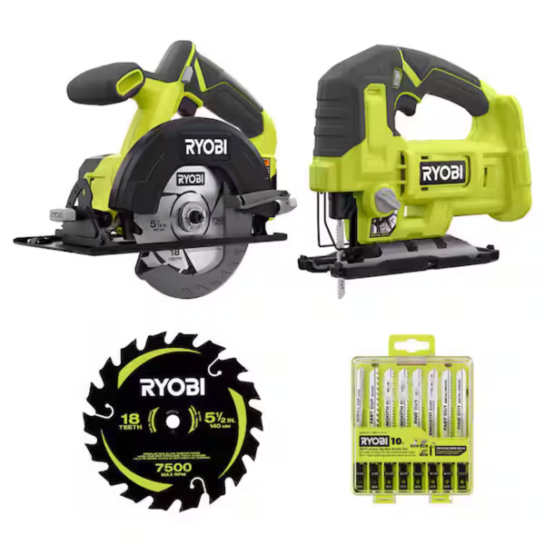 ONE+ 18V Cordless 2-Tool Combo Kit W/ Circular Saw & Jig Saw W/ Extra Blades